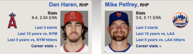 Dan Haren, Mike Pelfrey, NY Mets